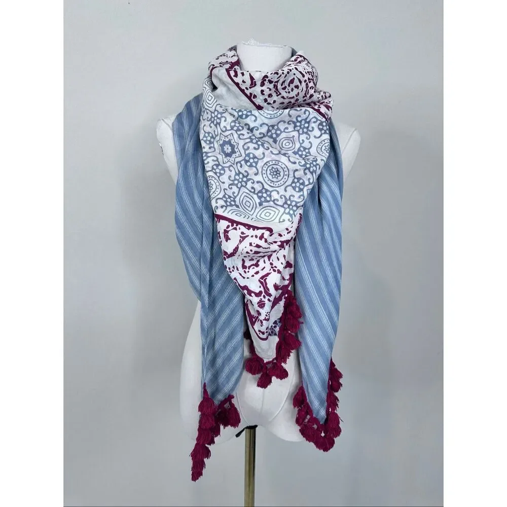 Anthropologie IDEA Plus Sonira Tassel Scarf Wrap Shawl Cotton Silk NWT $198